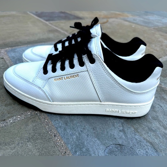 Original Saint Laurent White Leather Lace Up Sneakers Size 40 Vgc 9.5 Us